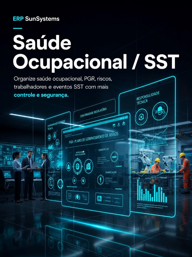 ERP SunSystems para Saúde Ocupacional e SST: PGR, riscos, trabalhadores e eventos SST com controle e segurança