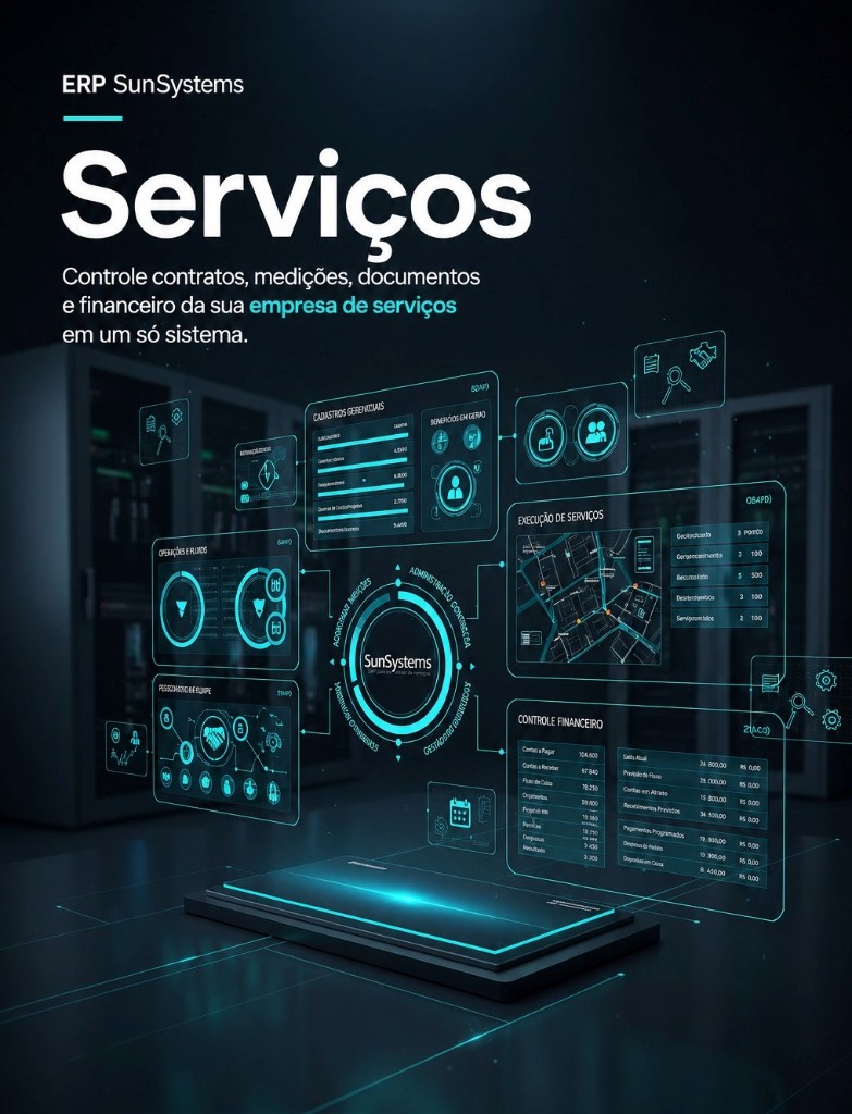 ERP SunSystems para empresas de serviços: contratos, medições, documentos e financeiro em um só sistema